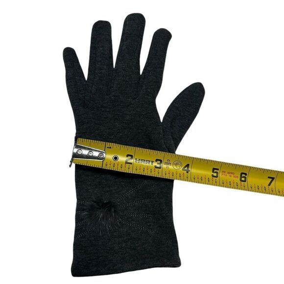 Large WOOL Blend Gray Gloves with Pom Pom Ball Warm Gloves Mittens Wool Gloves - Picture 7 of 7